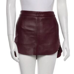 Michelle Mason Burgundy Lambskin Skirt